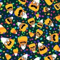 Halloween cartoon candy seamless sugar monster pattern for wrapping paper and fabrics and kids clothes print