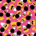 Halloween cartoon candy seamless sugar monster pattern for wrapping paper and fabrics and kids clothes print