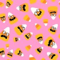 Halloween cartoon candy seamless sugar monster pattern for wrapping paper and fabrics and kids clothes print