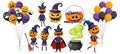 Halloween cartoon character and elements set Royalty Free Stock Photo