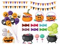 Halloween cartoon character and elements set Royalty Free Stock Photo