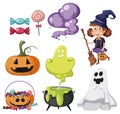 Halloween cartoon character and elements set Royalty Free Stock Photo