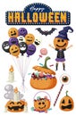 Halloween cartoon character and elements set Royalty Free Stock Photo