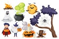 Halloween cartoon character and elements set Royalty Free Stock Photo