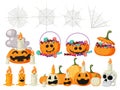 Halloween cartoon character and elements set Royalty Free Stock Photo