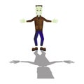 Halloween cartoon Frankenstein monster character standing with shadow Royalty Free Stock Photo