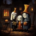 Halloween cartoon ghosts Royalty Free Stock Photo