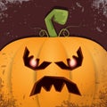 Halloween cartoon pumpkin with face on dark background. Vector cartoon Illustration of Carved pumpkin into jack-o Royalty Free Stock Photo