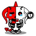 sad red devil bone mascot