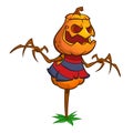 Halloween cartoon scarecrow pumpkin head. Halloween illustration Royalty Free Stock Photo