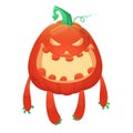 Halloween cartoon scarecrow with pumpkin head.  Jack-o-lantern Royalty Free Stock Photo