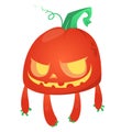 Halloween cartoon scarecrow with pumpkin head.  Jack-o-lantern Royalty Free Stock Photo