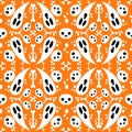 Halloween cartoon seamless ghost and bones and skulls pattern for wrapping paper and fabrics and kids accessories