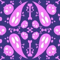 Halloween cartoon seamless ghost and bones and skulls pattern for wrapping paper and fabrics and kids accessories