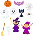 Halloween cartoon set