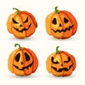 Halloween cartoon smiling spooky face pumpkins set