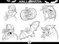 Halloween Cartoon Themes for Coloring Royalty Free Stock Photo