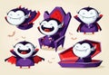 Halloween cartoon vampire set. Vector character