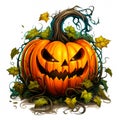 Halloween carved evil pumpkin clipart