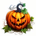 Halloween carved evil pumpkin clipart