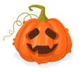 Halloween carved pumpkin. Cartoon spooky holiday pumpkin decoration, scary jack-o-lantern. Pumpkin face flat vector illustration Royalty Free Stock Photo