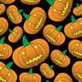 Halloween carved pumpkin seamless pattern