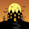 Halloween castle vector illustration.