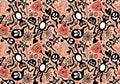 Halloween cat seamless pumpkins and ghost and web and bones and bats pattern for festive packaging Royalty Free Stock Photo