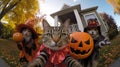 halloween cat trick or treat Royalty Free Stock Photo