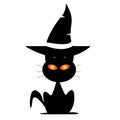 Halloween cat under witch's hat