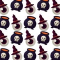 halloween cauldron with eye and hat witch pattern