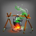 Halloween cauldron with potion.