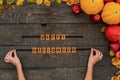 Halloween celebration holiday wooden table top view