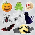 Halloween celebration icons set