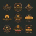 Halloween Celebration logos and badges design set vector illustration.