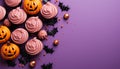 Halloween celebration spooky pumpkin, cute ghost, sweet candy, horror fun generated by AI Royalty Free Stock Photo