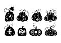 Halloween celestial pumpkin isolated clipart set, Fall magic pumpkin silhouette, Creepy carved pumpkin decor, Autumn