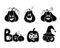 Halloween celestial pumpkin isolated clipart set, Fall magic pumpkin silhouette, Creepy carved pumpkin face decor