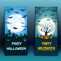 Halloween At Cemetery Banners Royalty Free Stock Photo