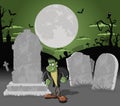 Halloween cemetery with frankenstein