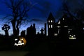 Halloween Cemetery Scary Scene 3D render