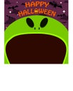 Halloween Character Design. With Alien Character. Big Face and Open Mouth. In Gravefield Royalty Free Stock Photo