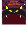 Halloween Character Design. With Black Cat Character. Big Face and Open Mouth. In Gravefield Royalty Free Stock Photo