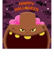 Halloween Character Design. With Brown Zombie Character. Big Face and Open Mouth. In Gravefield Royalty Free Stock Photo