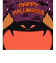 Halloween Character Design. With Creepy Bat Character. Big Face and Open Mouth. In Gravefield Royalty Free Stock Photo