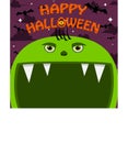 Halloween Character Design. With Goblin Character. Big Face and Open Mouth. In Gravefield Royalty Free Stock Photo