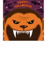 Halloween Character Design. With Wolf Man Character. Big Face and Open Mouth. In Gravefield Royalty Free Stock Photo
