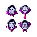 Halloween Character Dracula Vampire flat line style. Vector illustration of man vampire icon isolated Royalty Free Stock Photo