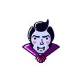 Halloween Character Dracula Vampire flat line style. Vector illustration of man vampire icon isolated Royalty Free Stock Photo