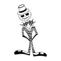 Halloween character. Funny monster with a pumpkin head. Black and white drawing. Vector illustration Royalty Free Stock Photo